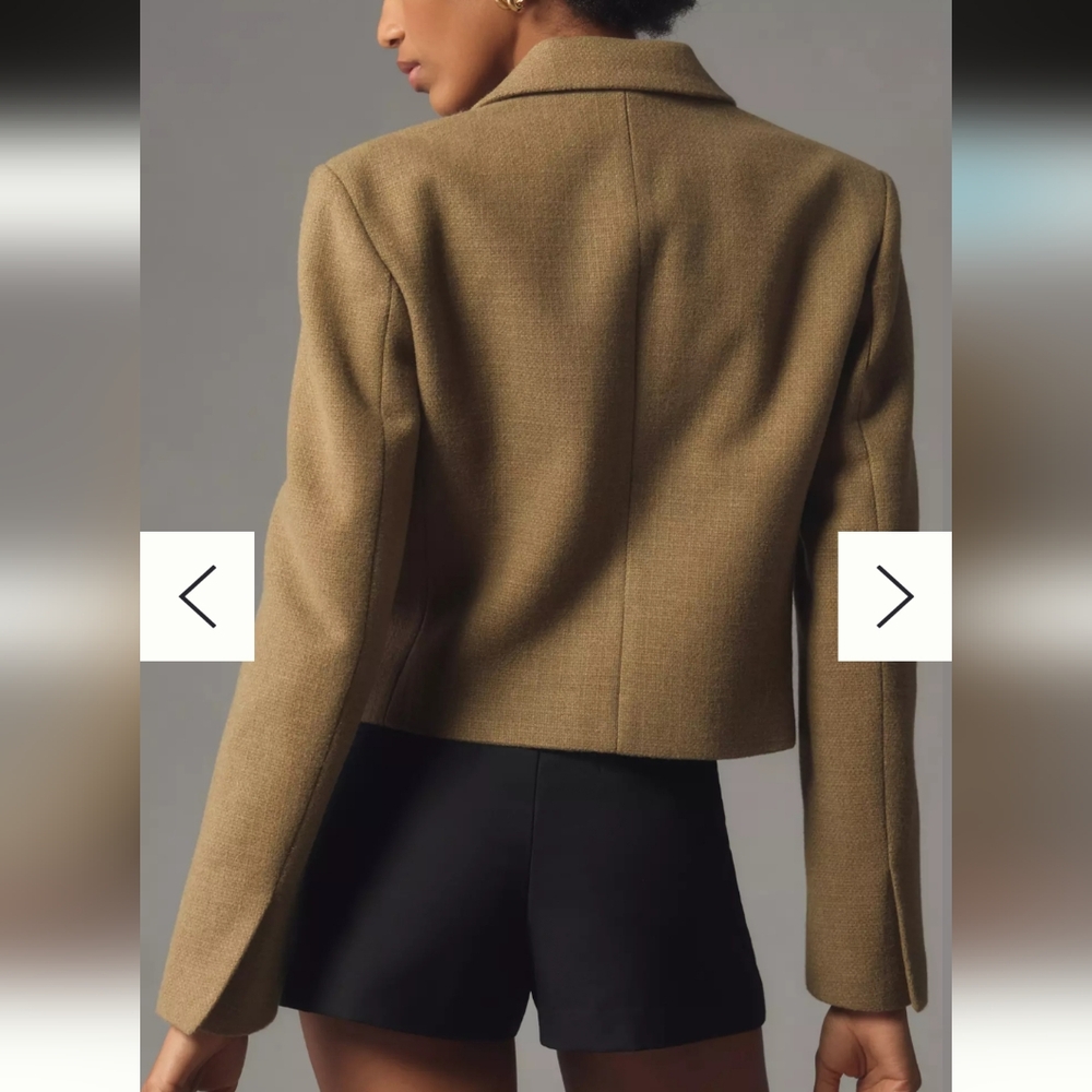 Anthropologie Jacket, Size 10, Tan, Soft Tweedy Knit Blazer, Lined, Like NEW! - Picture 4 of 16